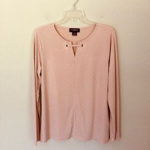 Liz Claiborne Size M Blush Pink Beaded Long Sleeve Top NWOT